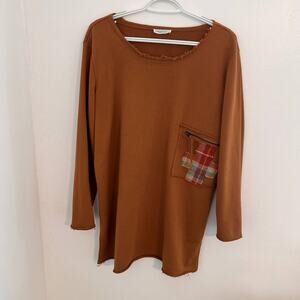 Lost Petal Linens Tunic Womens Sz Large Long Sleeve Lagenlook Top Distress Artsy